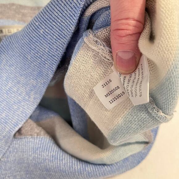 Peter Millar men’s medium blue quarter zip pull over merino wool linen blend - Picture 4 of 7